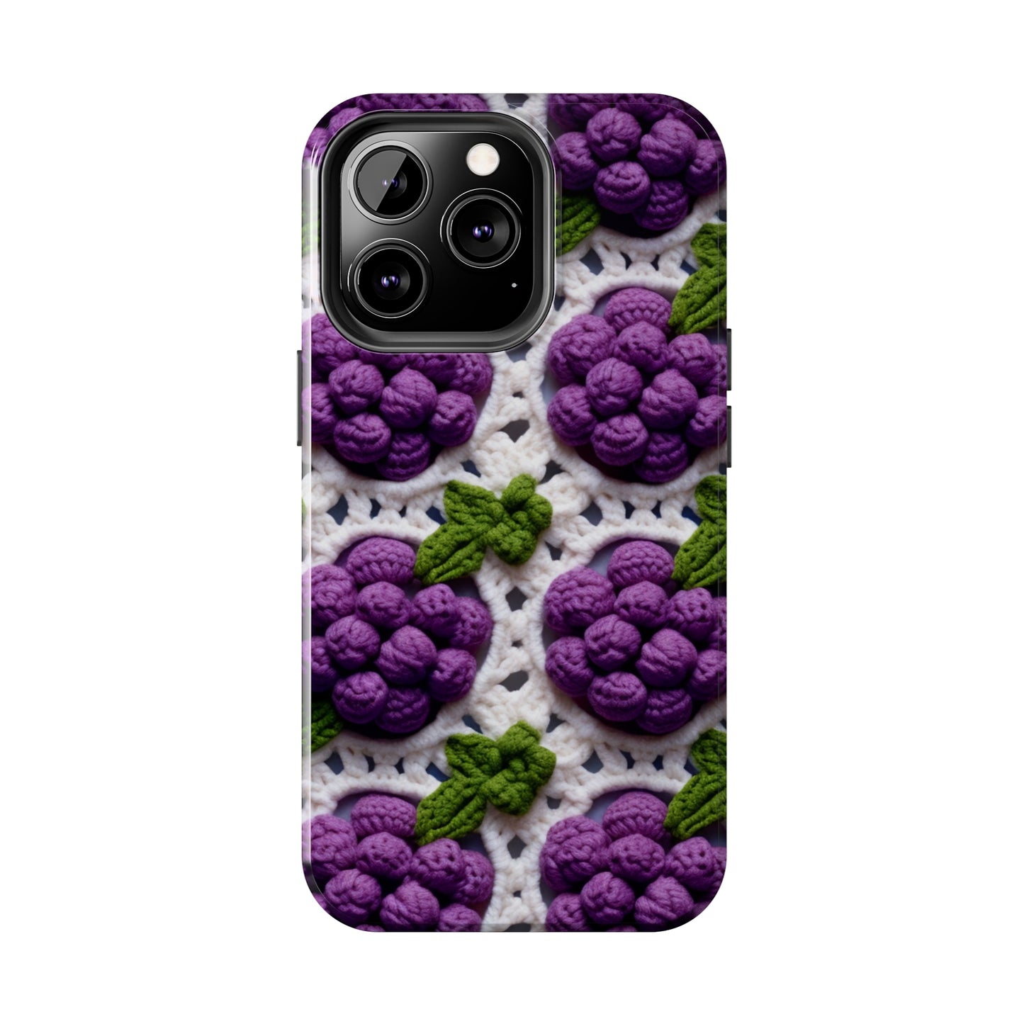 Crochet Grapes Pattern - Granny Square Design - Fresh Fruit Pick - Orchard Purple Snack Food - Tough Phone Cases