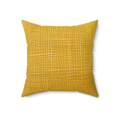 Radiant Sunny Yellow: Denim-Inspired Summer Fabric - Spun Polyester Square Pillow