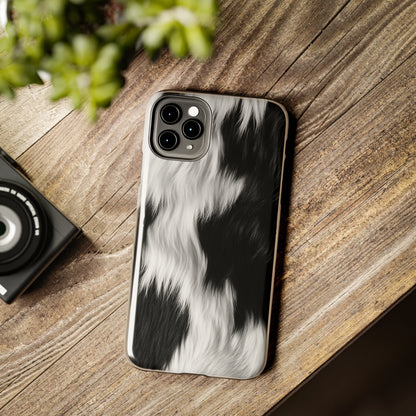 Cowhide on Hair Leather - Black and White - Designer Style - Tough Phone Cases