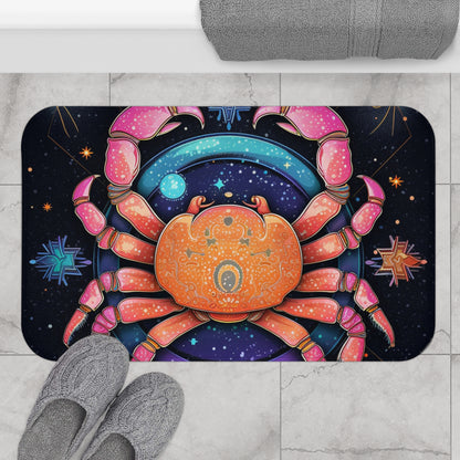 Cangrejo celestial arcoíris - Arte vibrante del signo del zodíaco del cáncer - Alfombra de baño