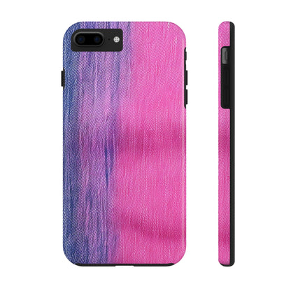 Dual Delight: Half-and-Half Pink & Blue Denim Daydream - Tough Phone Cases