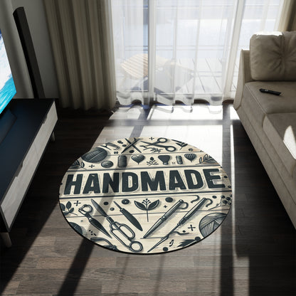 Handmade Design Graphic, Hand Made Design Gift, Round Rug