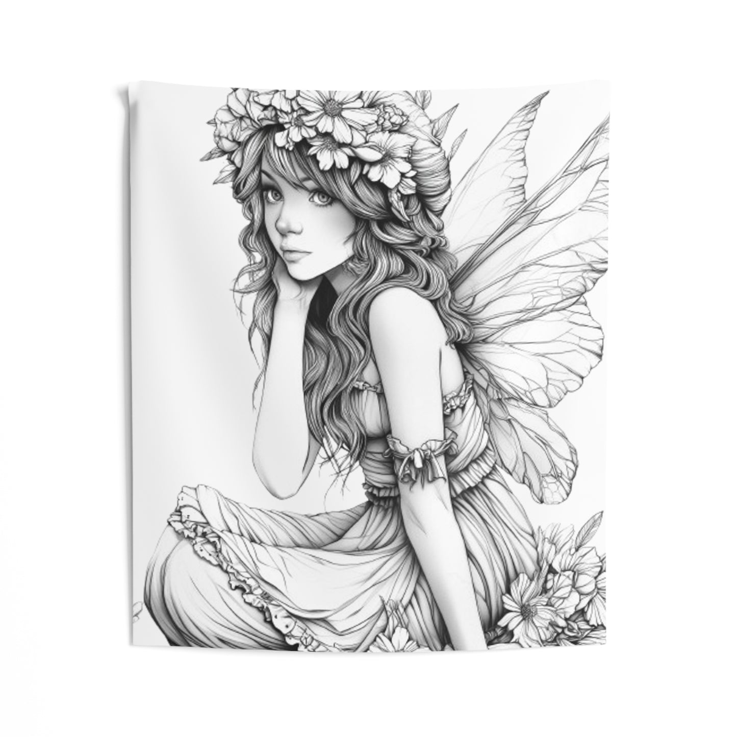 Garden Fairy Line Fantasy Art - Indoor Wall Tapestries