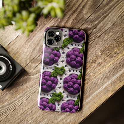 Crochet Grapes Pattern - Granny Square Design - Fresh Fruit Pick - Orchard Purple Snack Food - Tough Phone Cases