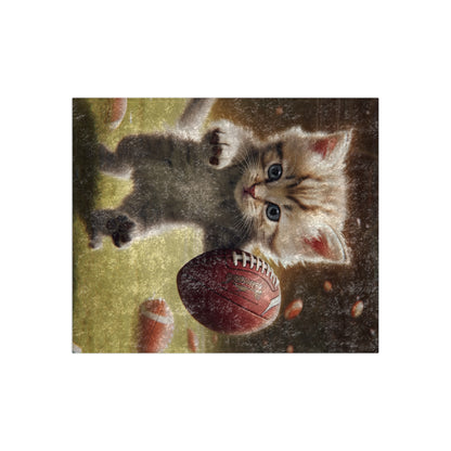 Football Kitty Fantasy: Feline Cat American Sport Quarterback - Crushed Velvet Blanket