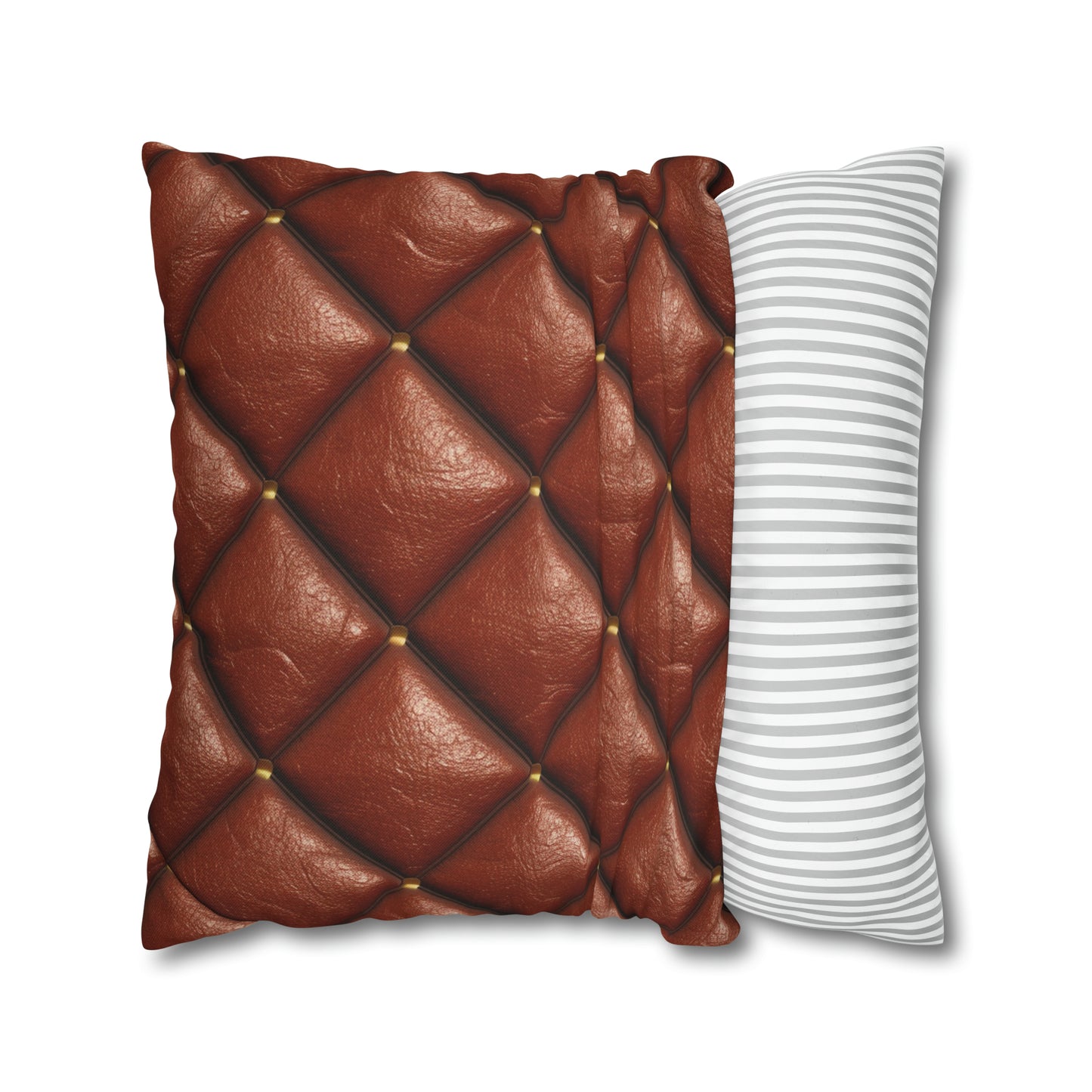 Brown Leather Cognac Pattern Rugged Durable Design Style - Spun Polyester Square Pillow Case