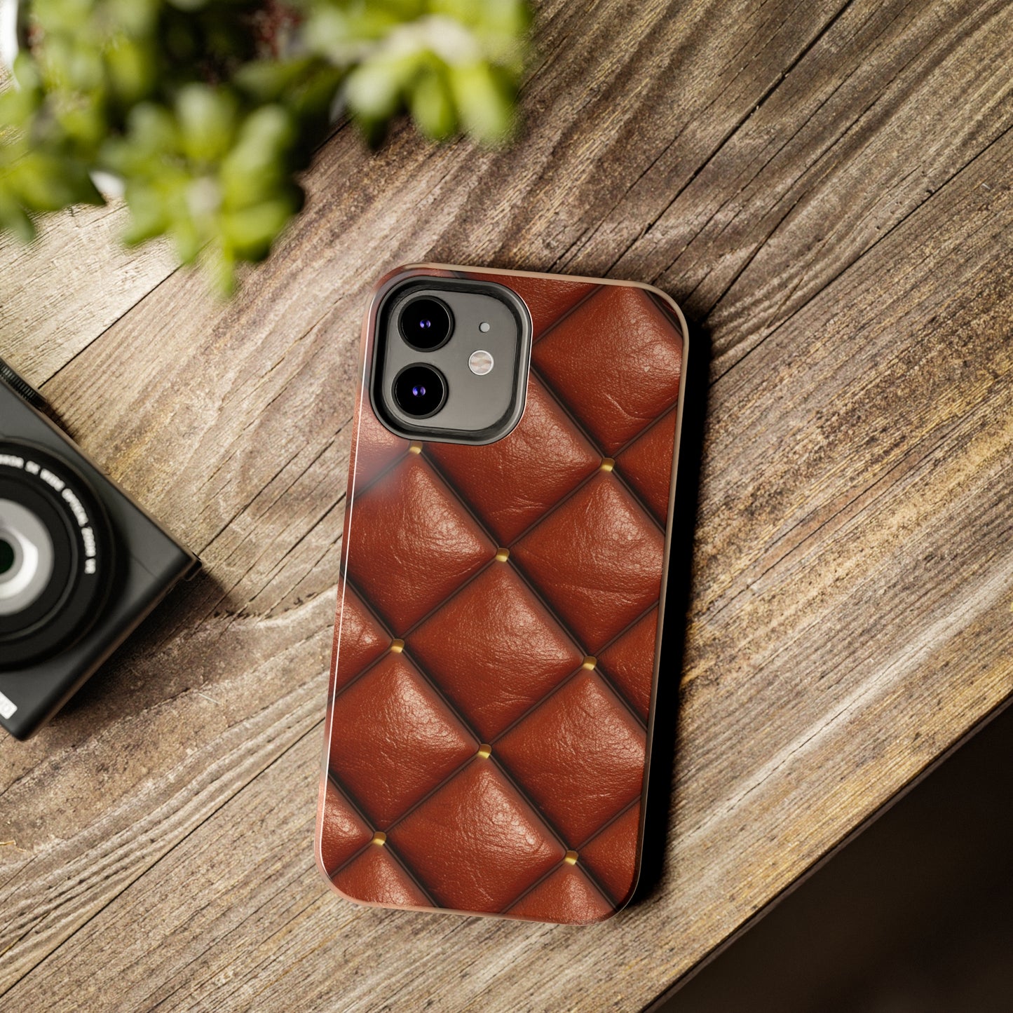 Brown Leather Cognac Pattern Rugged Durable Design Style - Tough Phone Cases