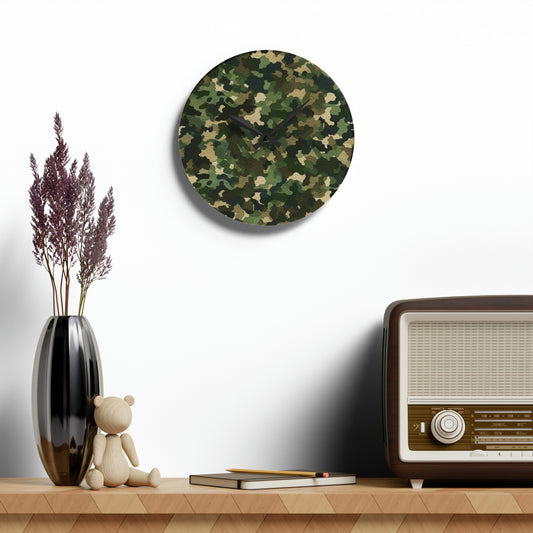 Reloj de pared acrílico de camuflaje clásico 