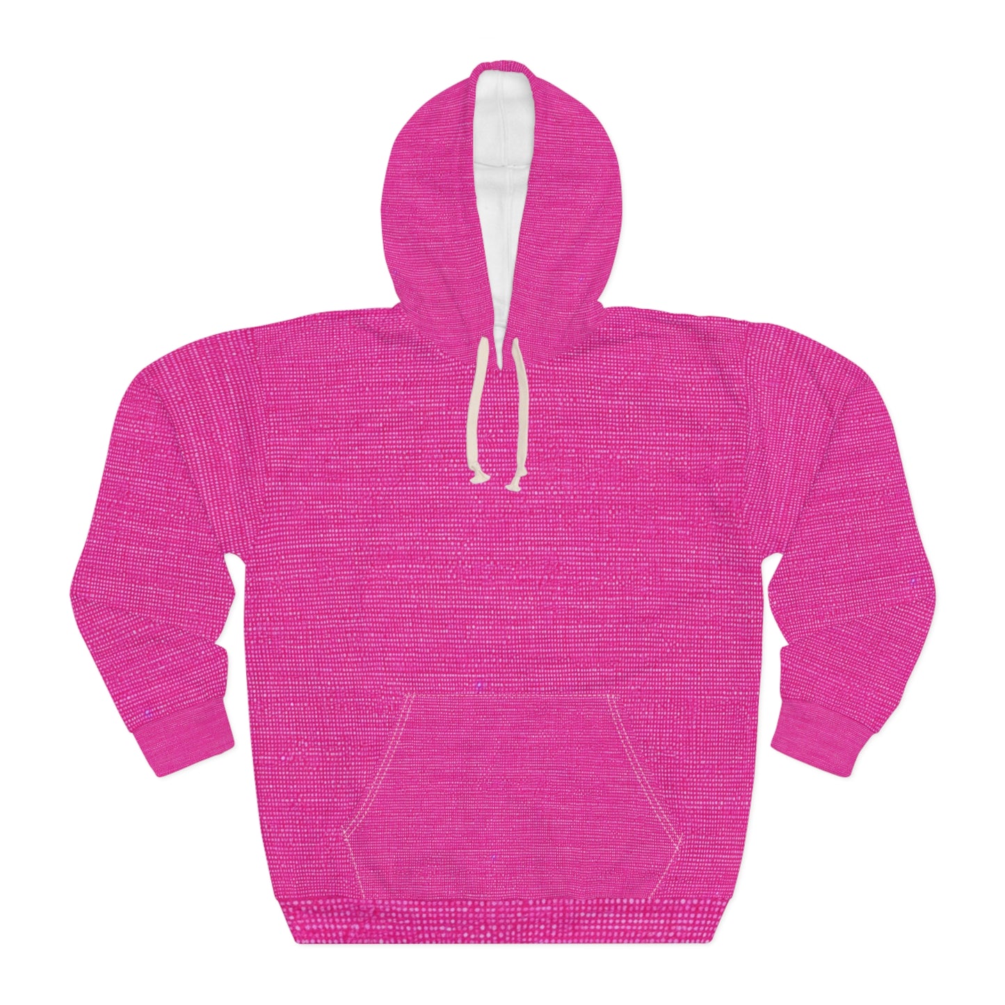 Hot Neon Pink Doll Like: Denim-Inspired, Bold & Bright Fabric - Unisex Pullover Hoodie (AOP)