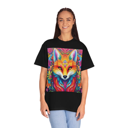 Vibrant & Colorful Fox Design - Unique and Eye-Catching - Unisex Garment-Dyed T-shirt