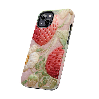 Red Berry Strawberries - Embroid Fruit - Healthy Crop Feast Food Design - Tough Phone Cases