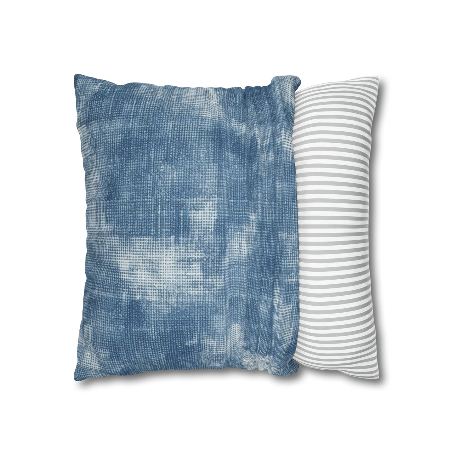 Faded Blue Washed-Out: Denim-Inspired, Style Fabric - Spun Polyester Square Pillow Case