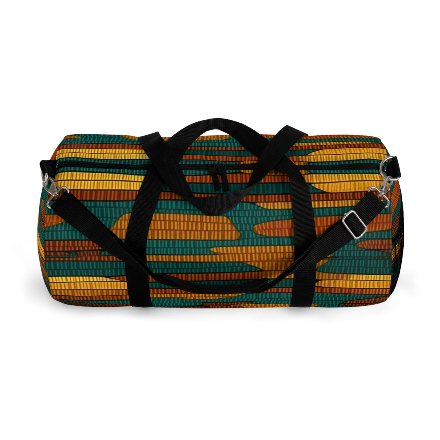 Teal & Dark Yellow Maya 1990's Style Textile Pattern - Intricate, Texture-Rich Art - Duffel Bag