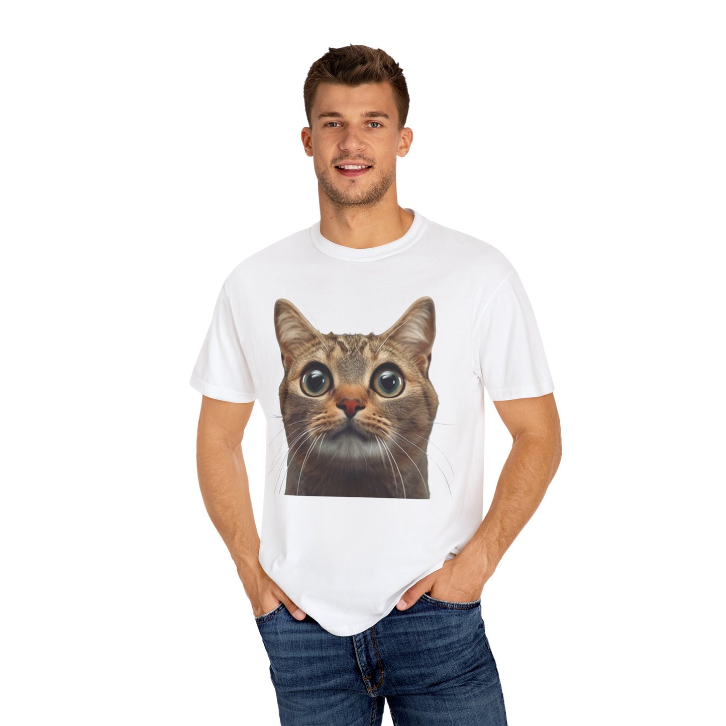 Overstimulated Cat, Over Stimulated Graphic Kitten, Funny Gift, Unisex Garment-Dyed T-shirt