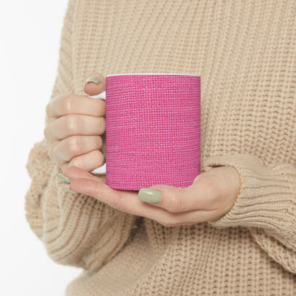 Doll-Like Pink Denim Designer Fabric Style - Ceramic Mug 11oz