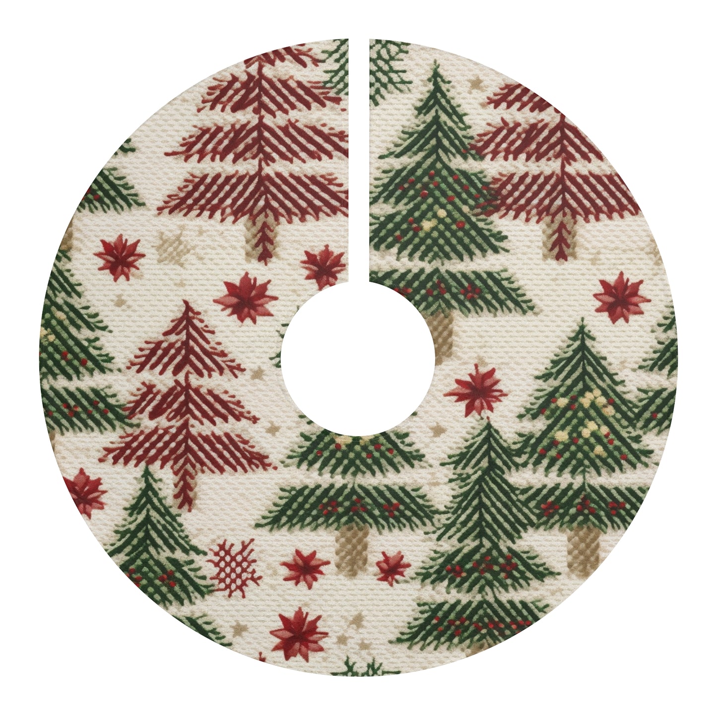 Embroidered Christmas Winter, Festive Holiday Stitching, Classic Seasonal Design - Christmas Tree Skirts