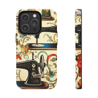 Classic Sewing Machines and Vibrant Thread Spools Pattern, Tailoring and Quilting - Tough Phone Cases