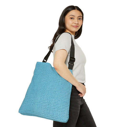 Bright Aqua Teal: Denim-Inspired Refreshing Blue Summer Fabric - Adjustable Tote Bag (AOP)