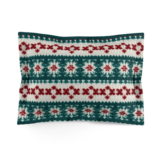 Christmas Knit Crochet Holiday, Festive Yuletide Pattern, Winter Season - Microfiber Pillow Sham