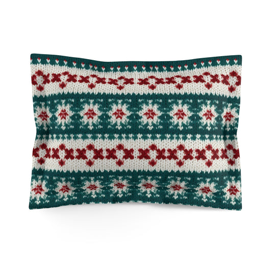 Vacaciones de ganchillo de punto navideño, patrón navideño festivo, temporada de invierno - Funda de almohada de microfibra