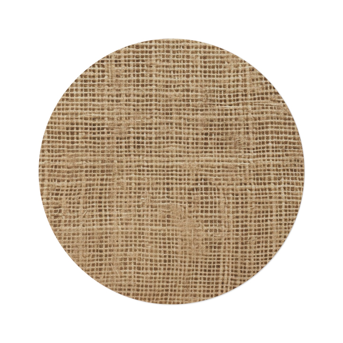 Burlap Fabric Faux Graphic, Round Rug