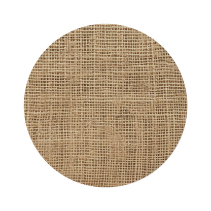 Burlap Fabric Faux Graphic, Round Rug