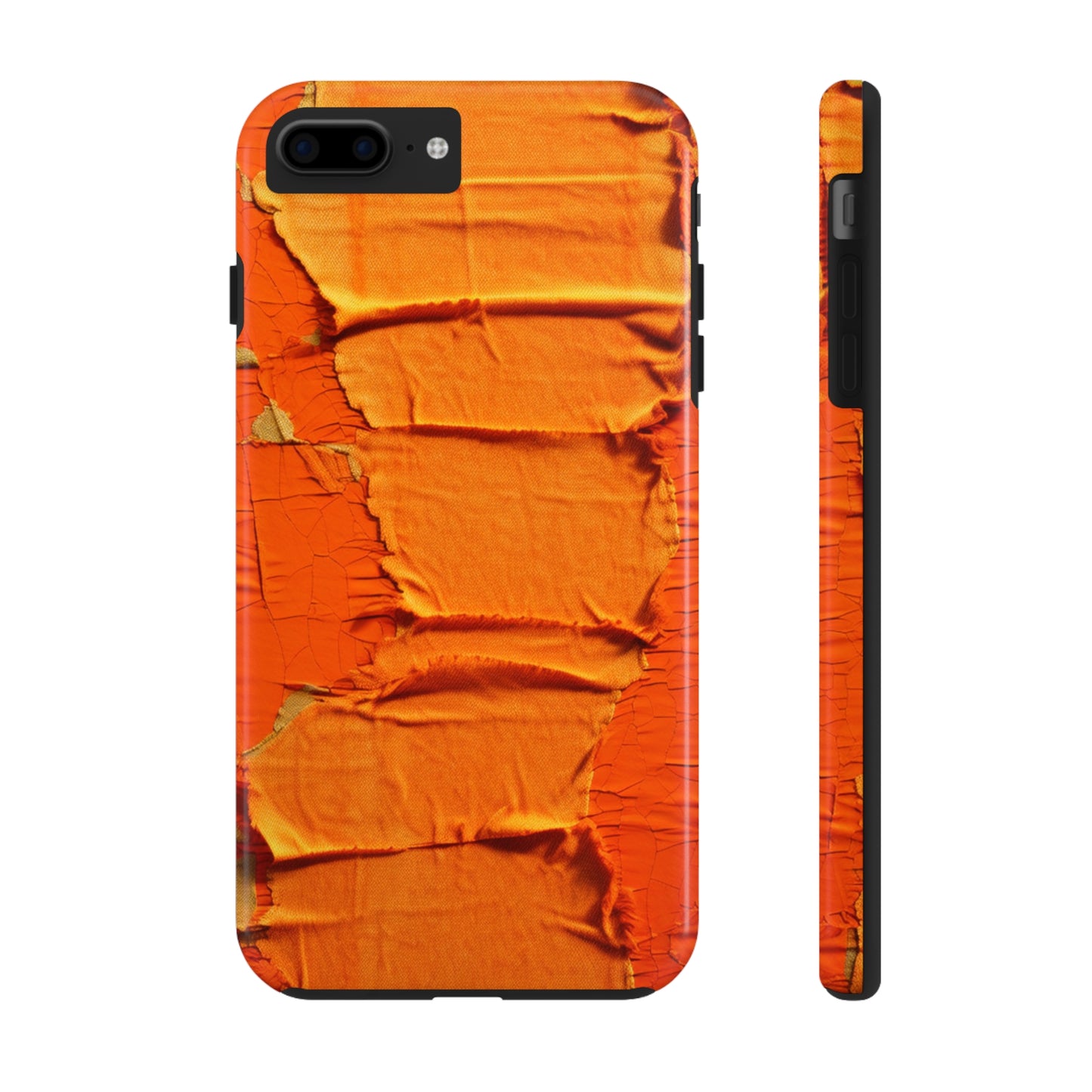 Fiery Citrus Orange: Edgy Distressed, Denim-Inspired Fabric - Tough Phone Cases