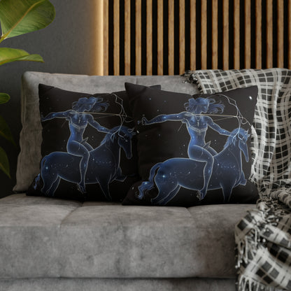 Sagittarius Zodiac in Starlit Universe - Fluorescent Colors - Spun Polyester Square Pillow Case