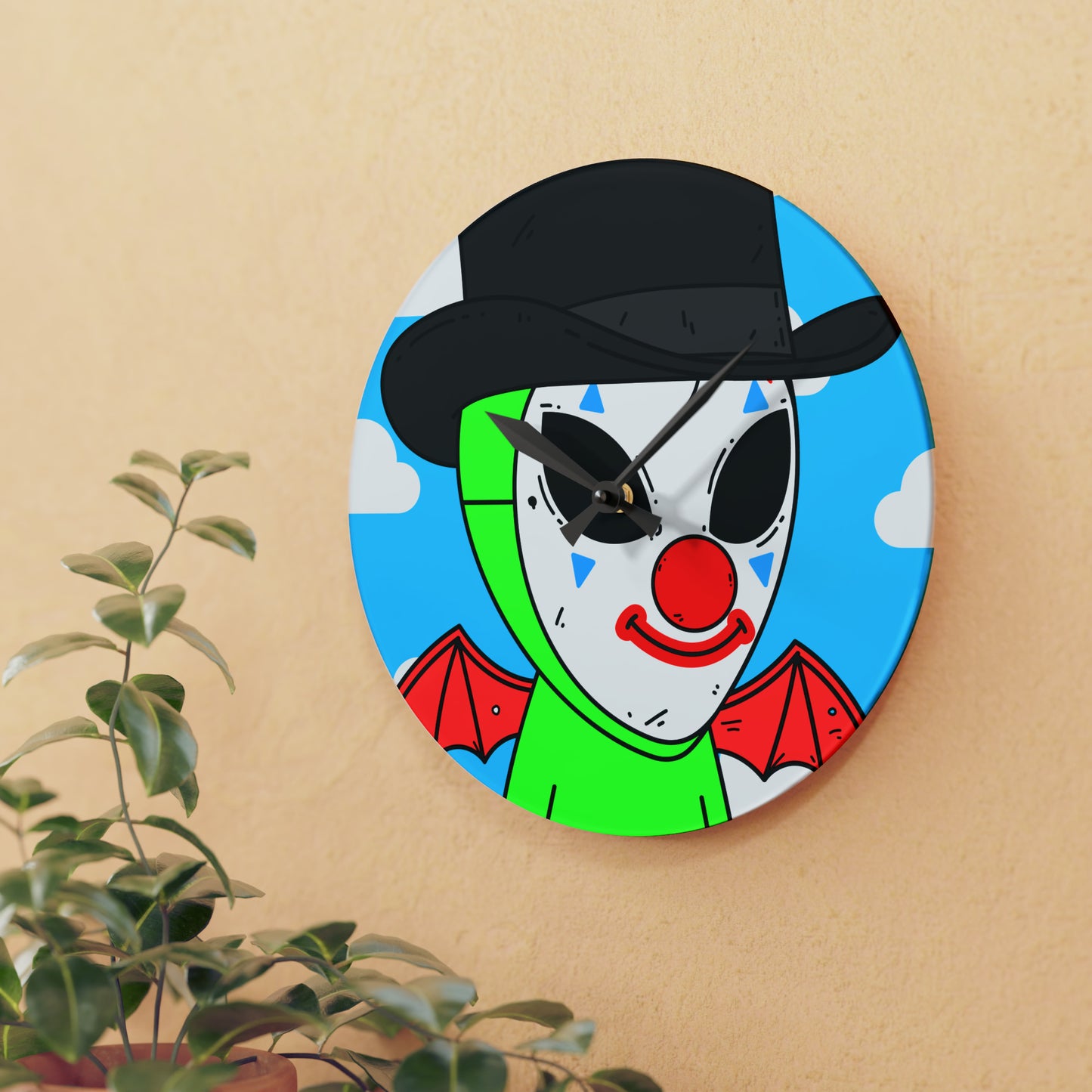 Reloj de pared acrílico payaso alienígena visitante 