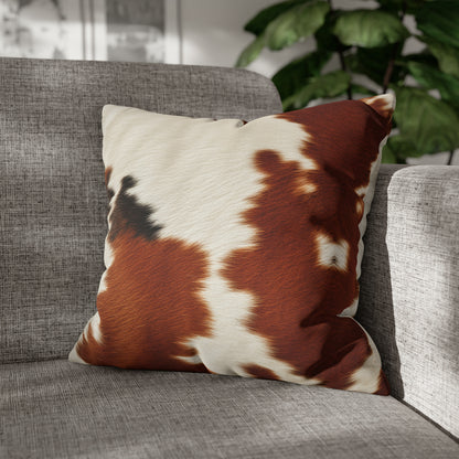 Hair Cowhide Leather Natural Design Tough Durable Rugged Style - Spun Polyester Square Pillow Case