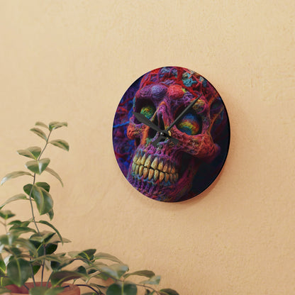 Crochet Skeleton Skull Halloween Horror Scary Style - Acrylic Wall Clock