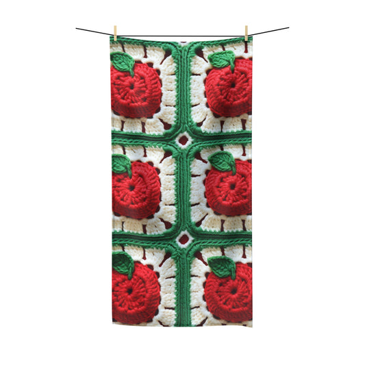Apple Granny Square Crochet Pattern: Wild Fruit Tree, Delicious Red Design - Polycotton Towel