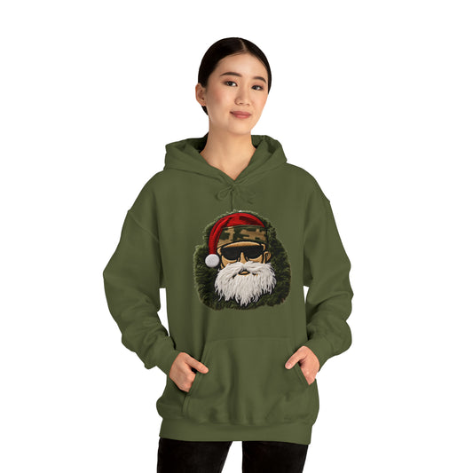 Camo Santa Chenille Patch - Military Christmas Decor - Marine Badge - Unisex Heavy Blend™ Hooded Sweatshirt