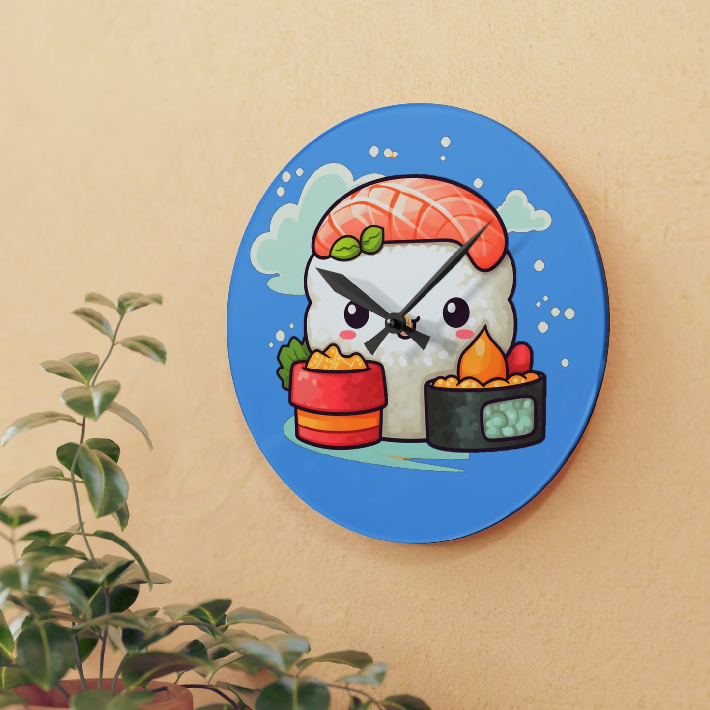 Japanese Sushi Kawaii Anime Acrylic Wall Clock