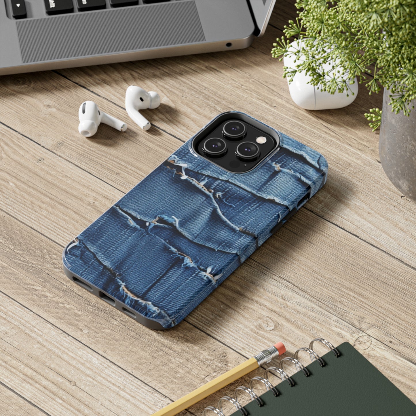 Midnight Blue Distressed Denim: Rugged, Torn & Stylish Design - Tough Phone Cases