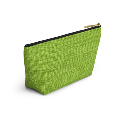 Lush Grass Neon Green: estilo de tela primaveral inspirado en la mezclilla - Estuche para accesorios con parte inferior en forma de T