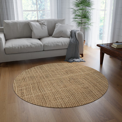 Burlap Fabric Faux Graphic, Round Rug