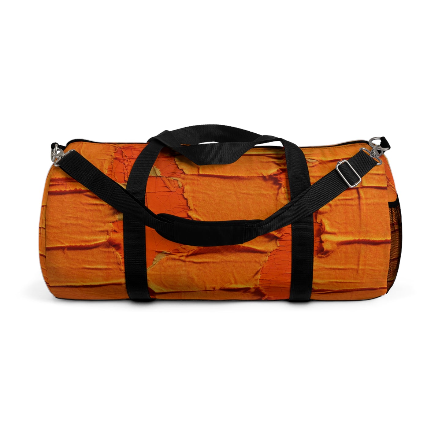 Fiery Citrus Orange: Edgy Distressed, Denim-Inspired Fabric - Duffel Bag