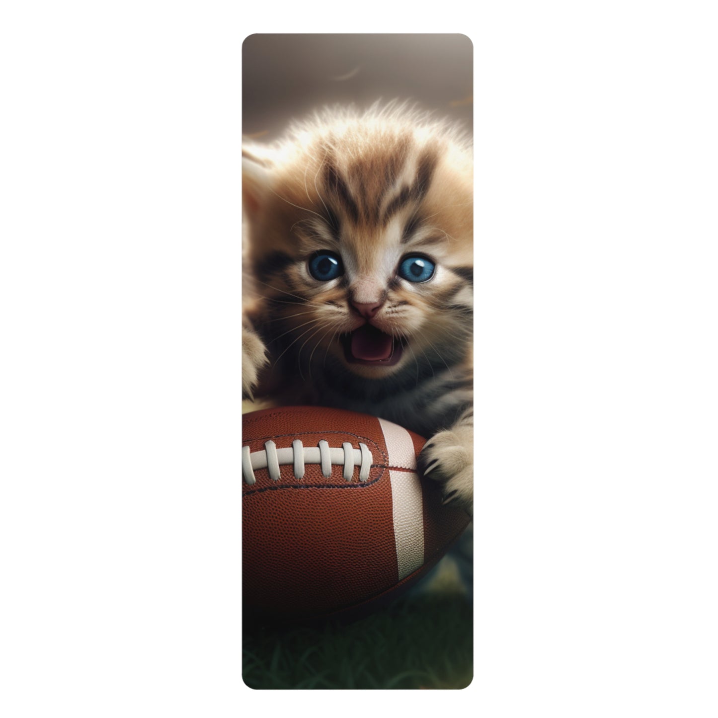 Football Kitten Touchdown: Tabby's Winning Play Sport Game - Rubber Yoga Mat