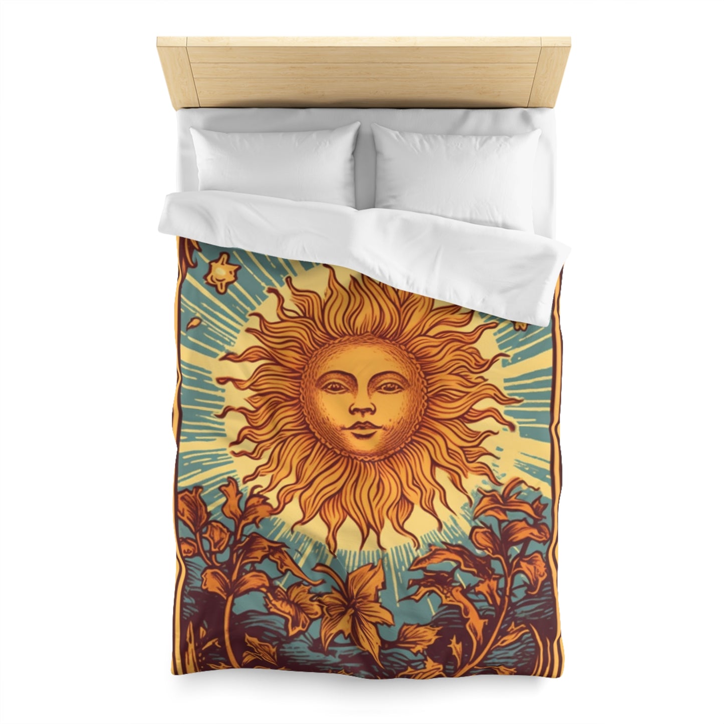 Sun Tarot Card Symbol of Growth, Life, and Radiance - Microfiber Duvet Cover