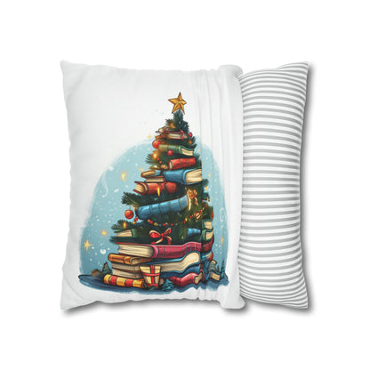 Book Lover Christmas Tree, Gift For Readers - Spun Polyester Square Pillow Case