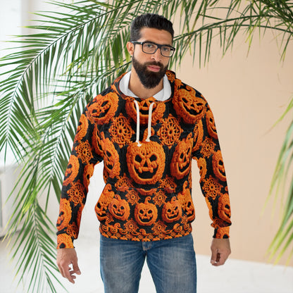 Halloween Crochet Pumpkin Scary Horror Festive Holiday Pattern - Unisex Pullover Hoodie (AOP)