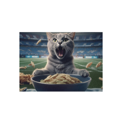 Halftime Football Feline: Screaming Sports Fan Cat Stadium Food Kitten - Outdoor Rug