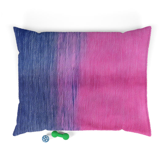 Dual Delight: Half-and-Half Pink & Blue Denim Daydream - Dog & Pet Bed