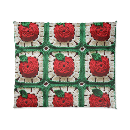 Apple Granny Square Crochet Pattern: Wild Fruit Tree, Delicious Red Design - Bed Comforter