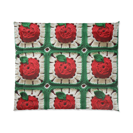 Patrón de crochet Apple Granny Square: árbol frutal silvestre, delicioso diseño rojo - Edredón de cama 