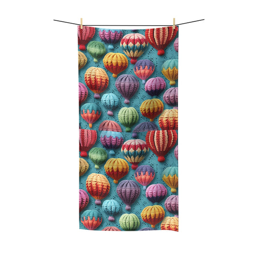 Crochet Hot Air Balloons Sky Travel Transport Scenic Style - Polycotton Towel