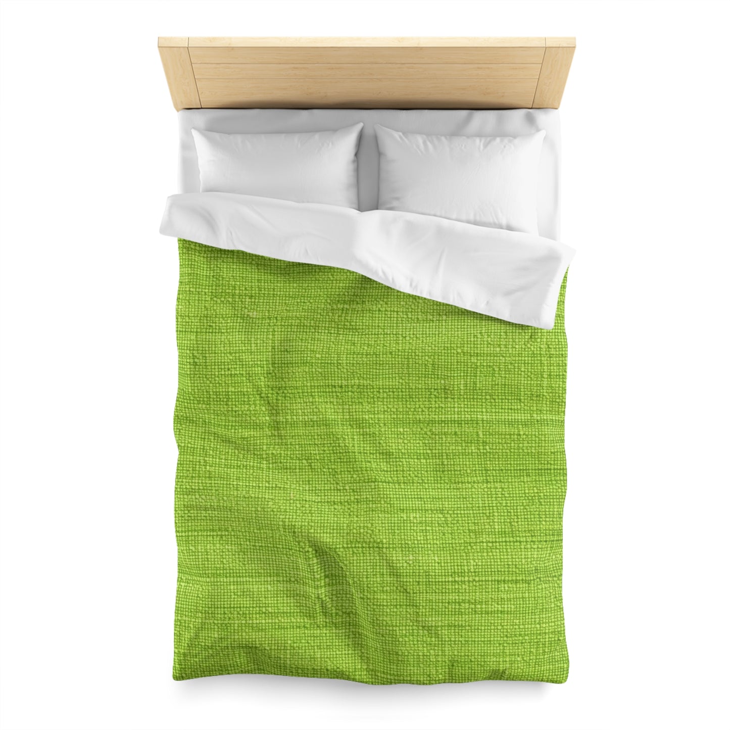 Lush Grass Neon Green: Denim-Inspired, Springtime Fabric Style - Microfiber Duvet Cover