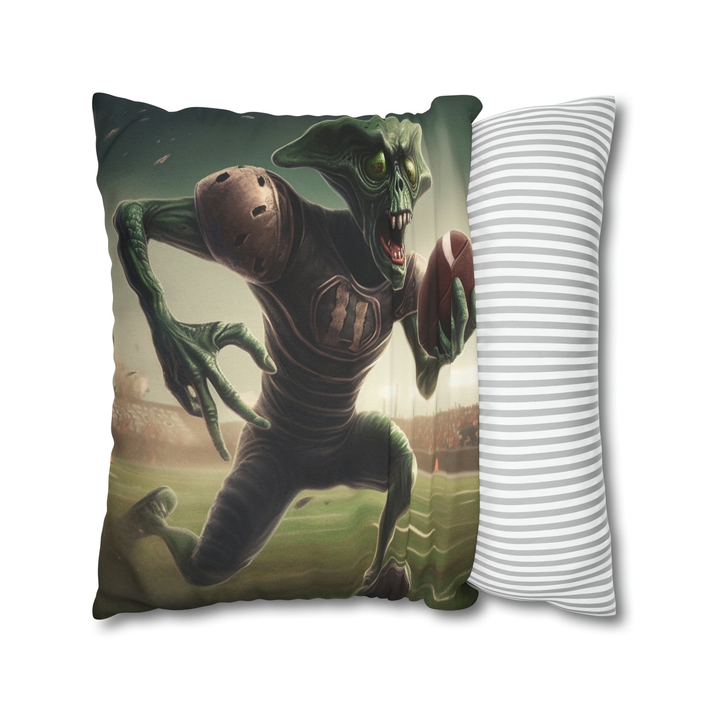 Alien Football Space Sport Game Stadium Athlete Galaxy Player - Spun Polyester Square Pillow Case