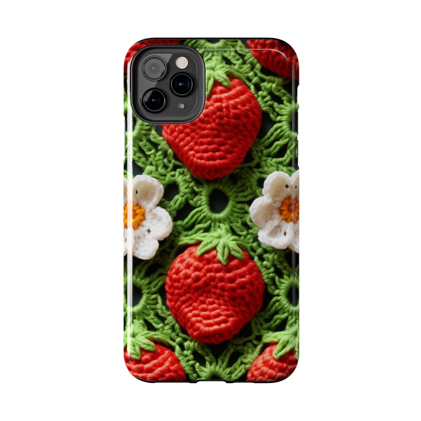 Strawberry Field Crochet - Forever Forest Greens - Fruit Berry Harvest Crop - Tough Phone Cases